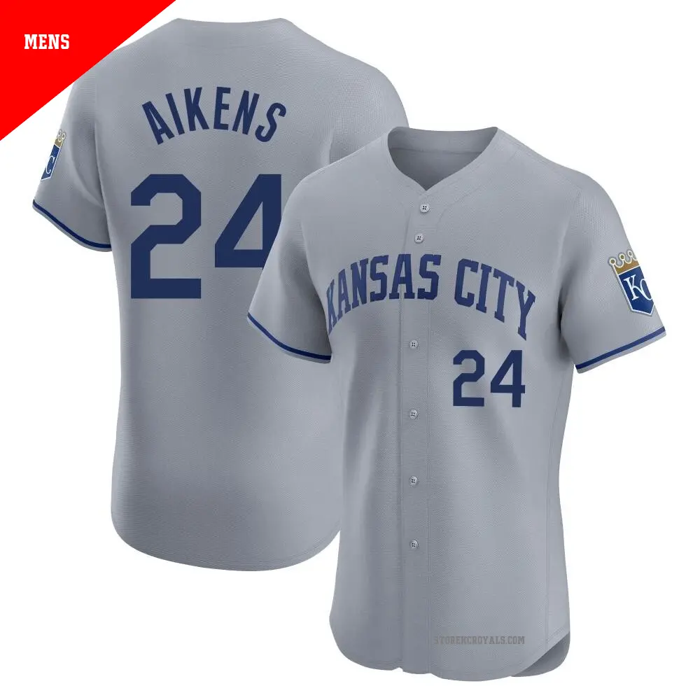Men's ＃24 Willie Aikens Kansas City Royals Gray Elite Road Jersey