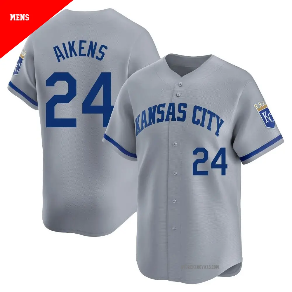 Men's ＃24 Willie Aikens Kansas City Royals Gray Limited Away Jersey