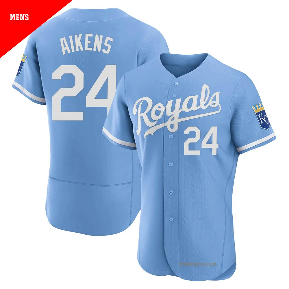 Men's ＃24 Willie Aikens Kansas City Royals Light Blue Authentic 2022 Alternate Jersey