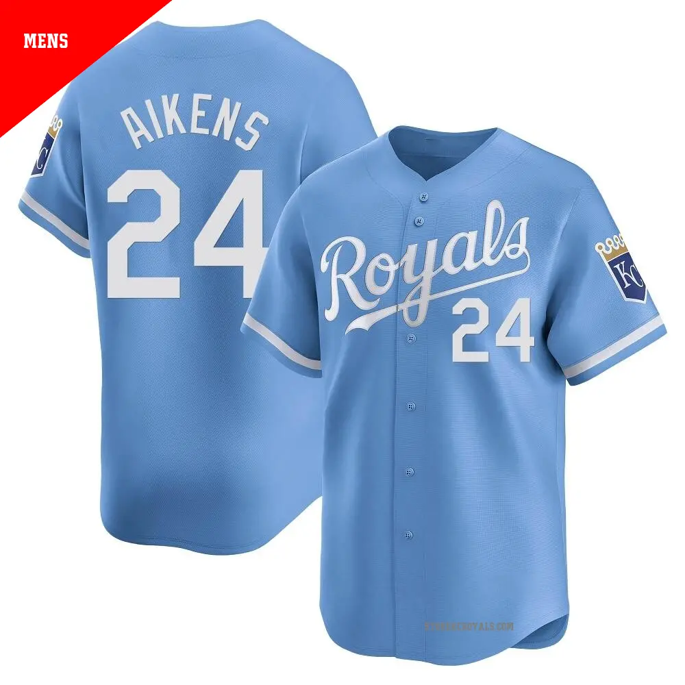 Men's ＃24 Willie Aikens Kansas City Royals Light Blue Limited Alternate Jersey