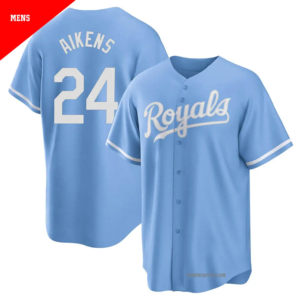 Men's ＃24 Willie Aikens Kansas City Royals Light Blue Replica 2022 Alternate Jersey