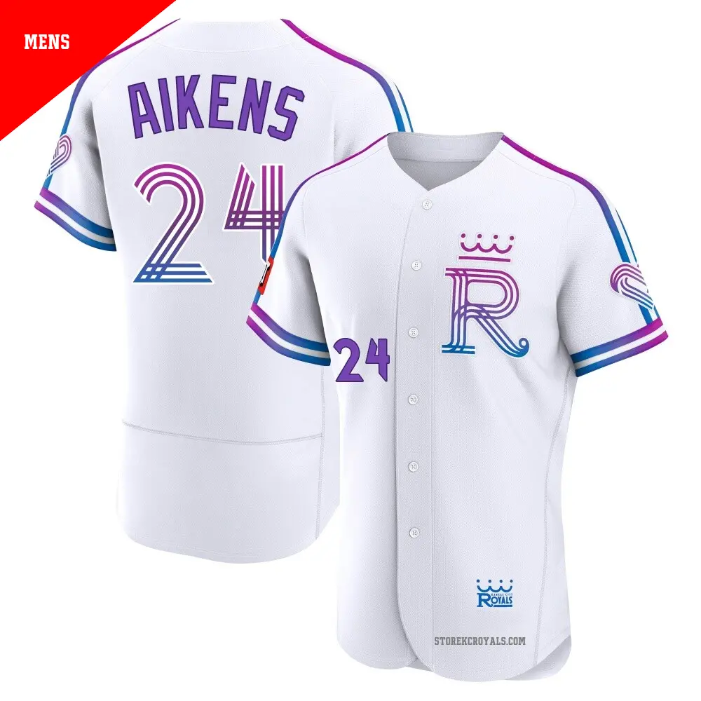 Men's ＃24 Willie Aikens Kansas City Royals White Authentic 2026 City Connect Stadium Jersey