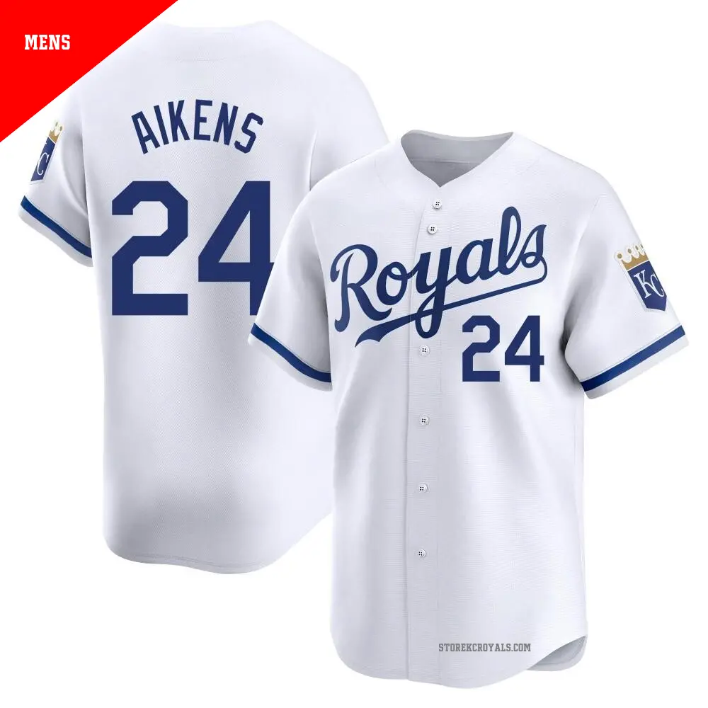 Men's ＃24 Willie Aikens Kansas City Royals White Limited Home Jersey