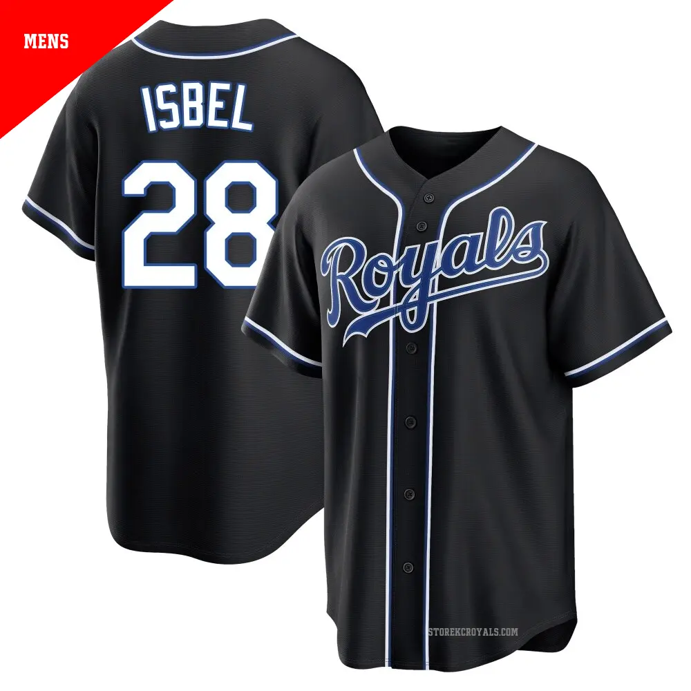 Men's ＃28 Kyle Isbel Kansas City Royals Black Replica Fashion Out Jersey