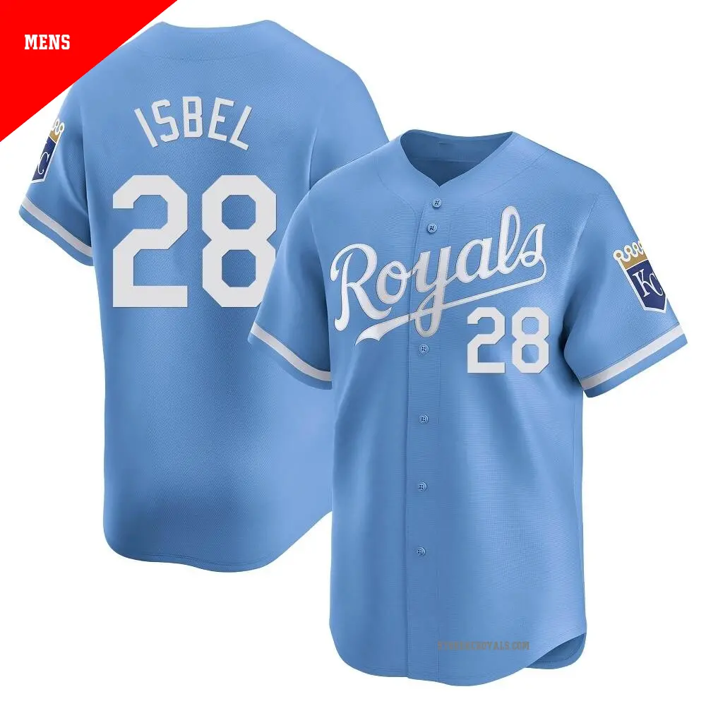 Men's ＃28 Kyle Isbel Kansas City Royals Light Blue Limited Alternate Jersey