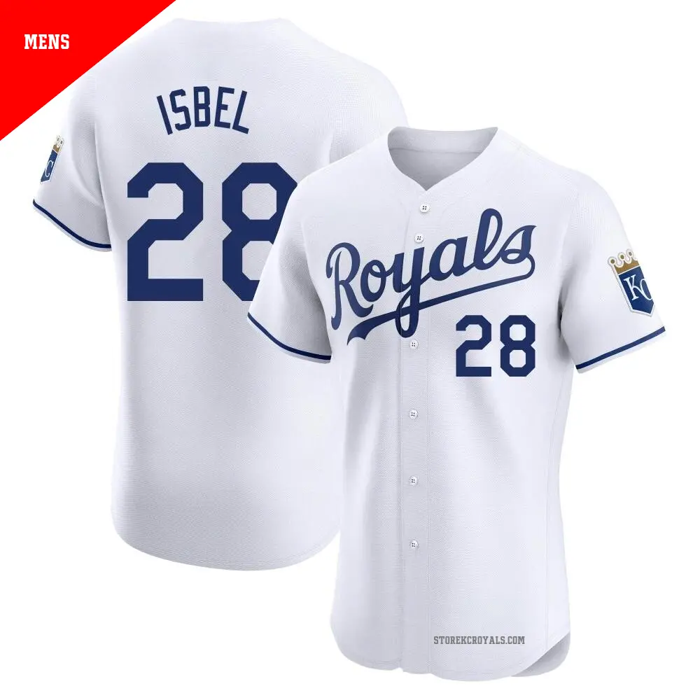 Men's ＃28 Kyle Isbel Kansas City Royals White Elite Home Jersey