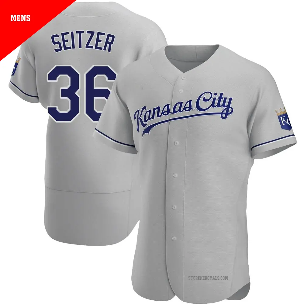 Men's ＃36 Kevin Seitzer Kansas City Royals Gray Authentic Road Jersey