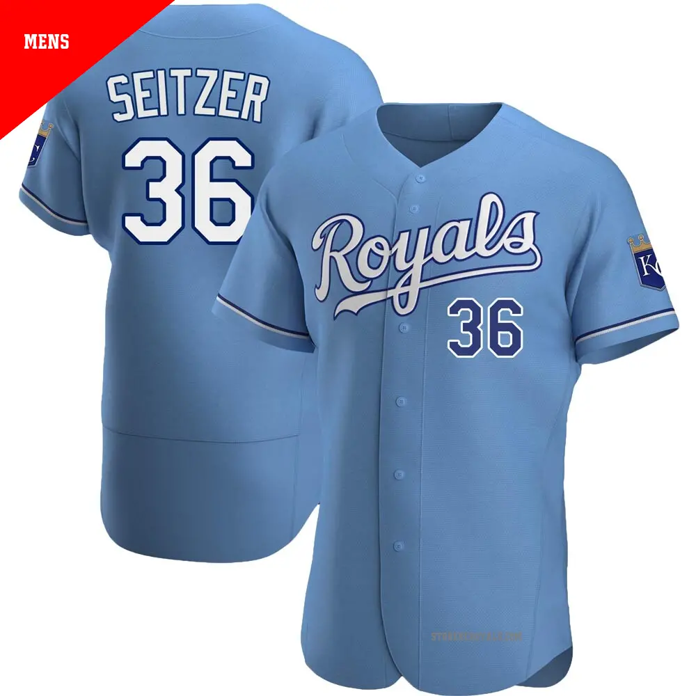 Men's ＃36 Kevin Seitzer Kansas City Royals Light Blue Authentic Alternate Jersey