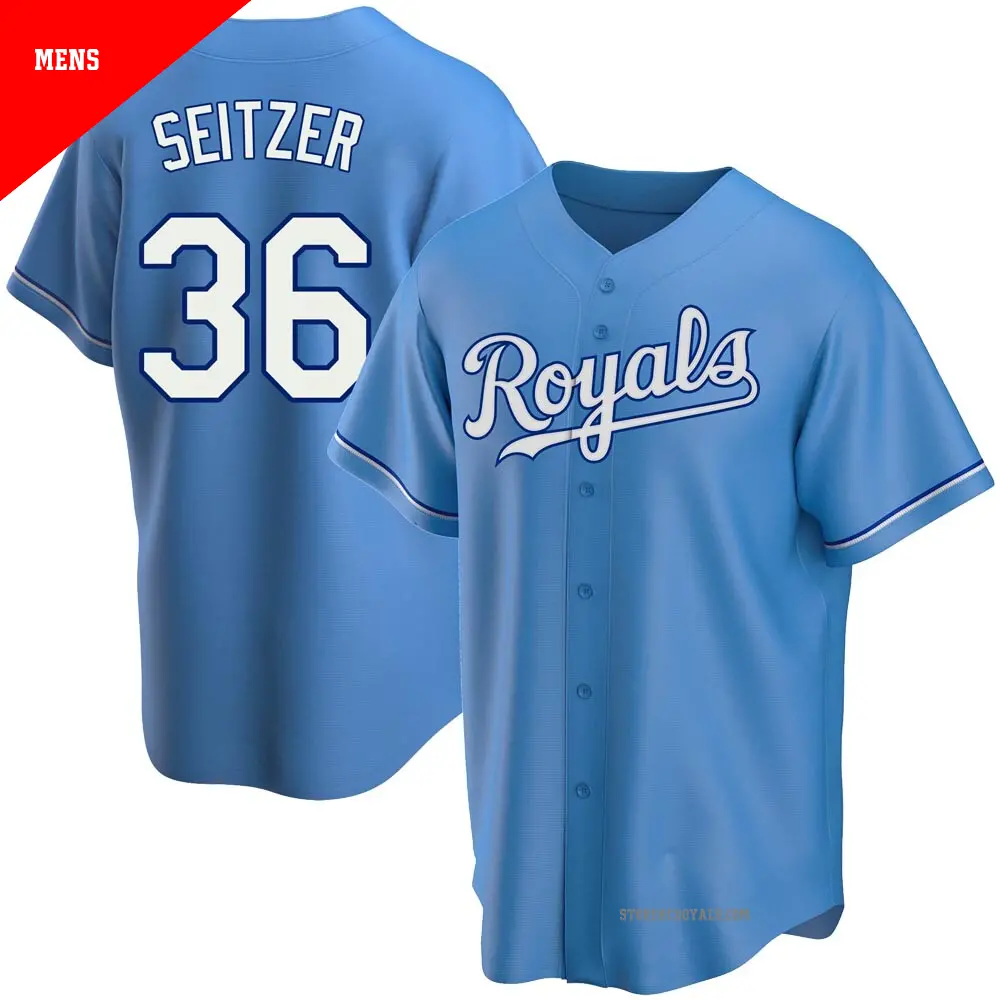 Men's ＃36 Kevin Seitzer Kansas City Royals Light Blue Replica Alternate Jersey