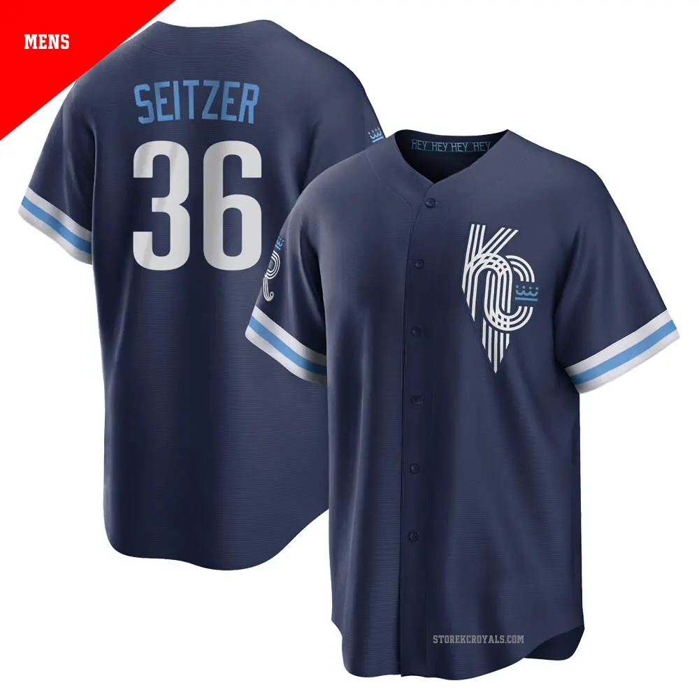 Men's ＃36 Kevin Seitzer Kansas City Royals Navy Replica 2022 City Connect Jersey