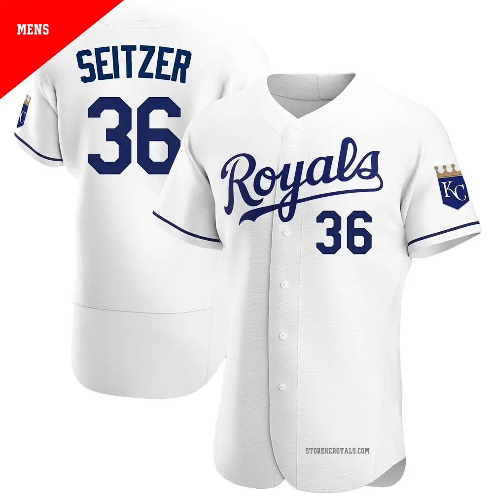 Men's ＃36 Kevin Seitzer Kansas City Royals White Authentic Home Jersey