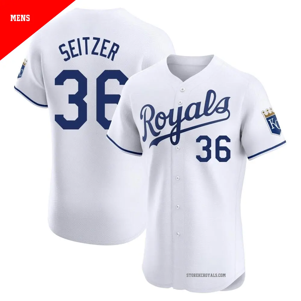 Men's ＃36 Kevin Seitzer Kansas City Royals White Elite Home Jersey