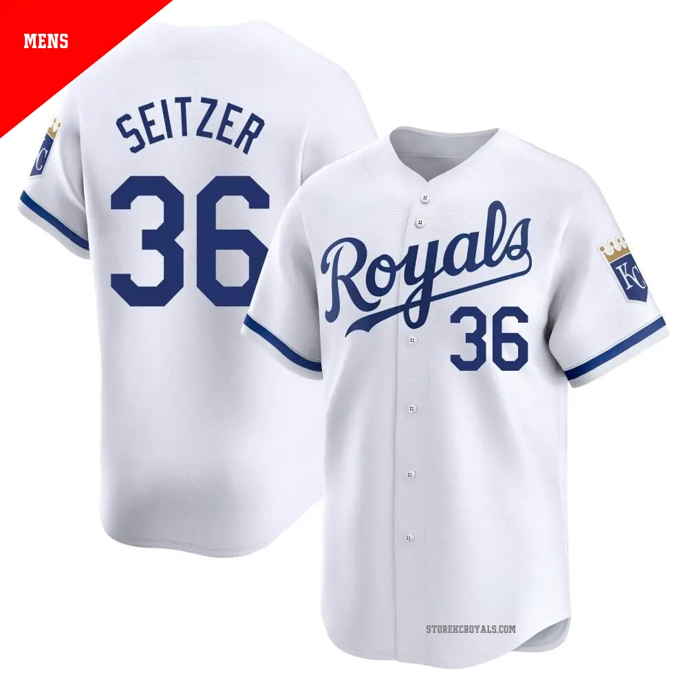 Men's ＃36 Kevin Seitzer Kansas City Royals White Limited Home Jersey