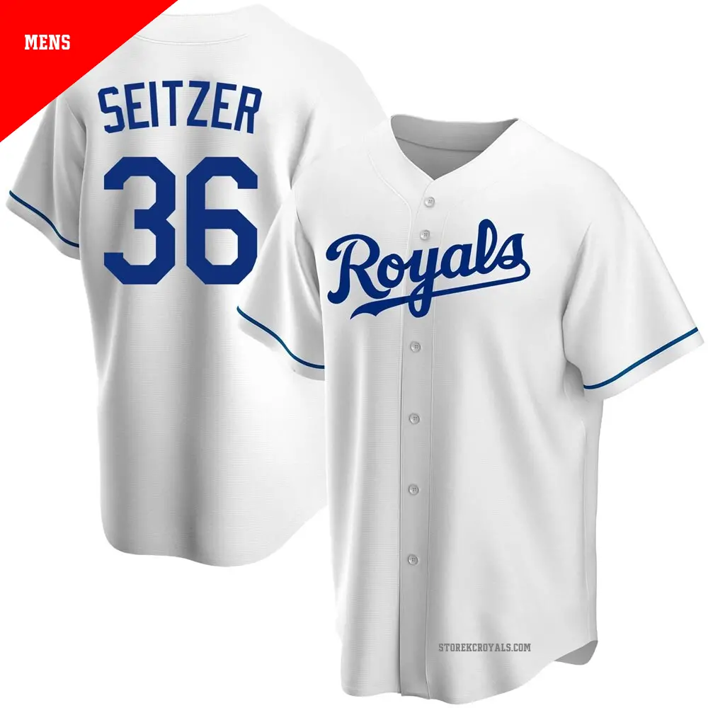 Men's ＃36 Kevin Seitzer Kansas City Royals White Replica Home Jersey
