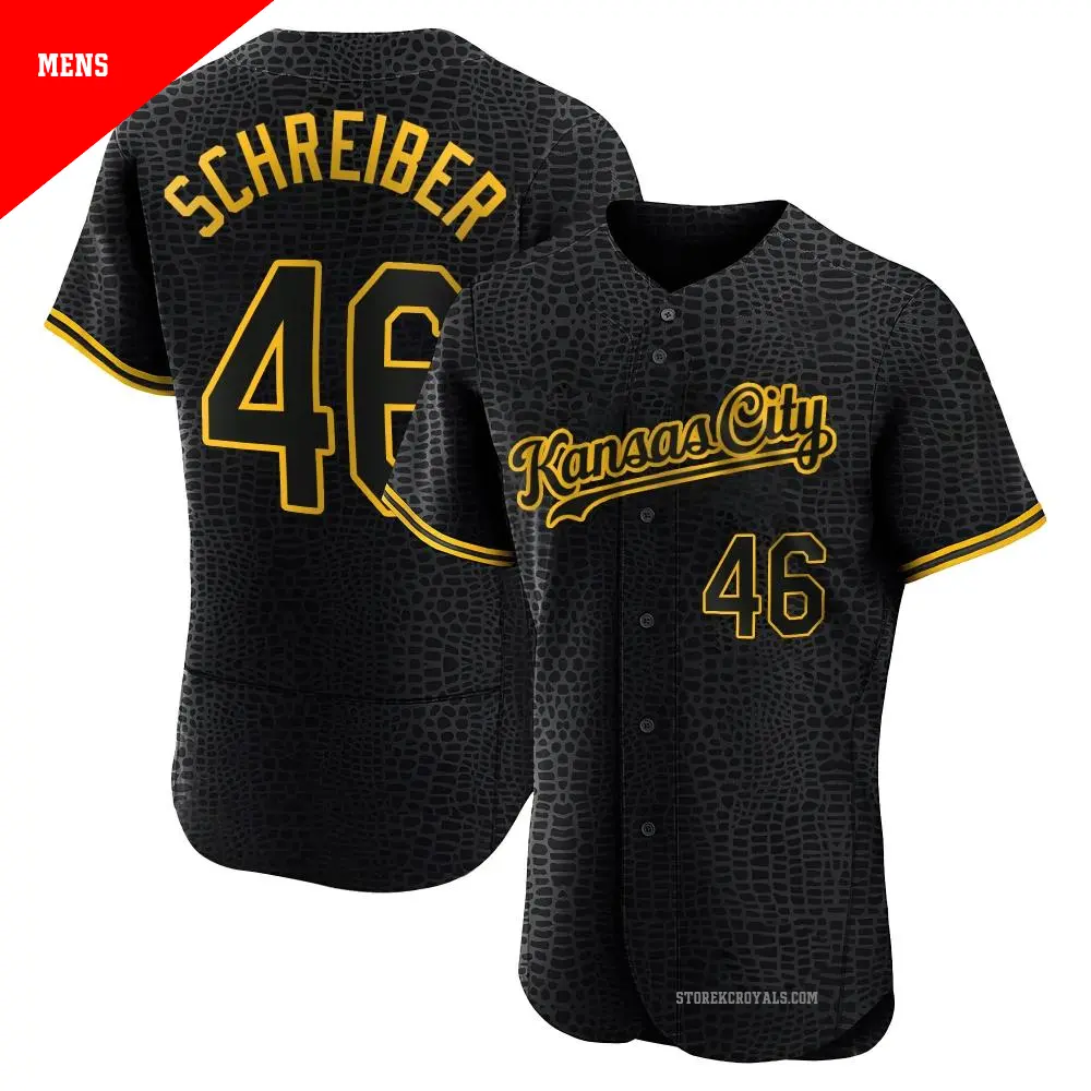 Men's ＃46 John Schreiber Kansas City Royals Black Authentic Snake Skin City Jersey