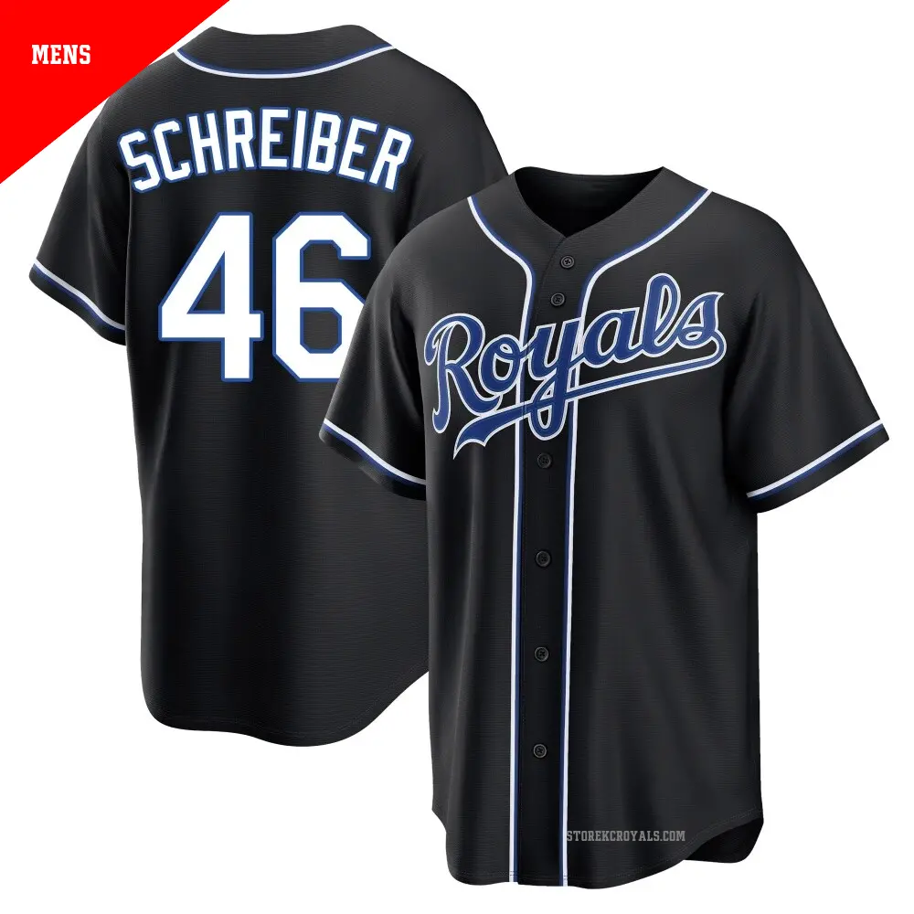 Men's ＃46 John Schreiber Kansas City Royals Black Replica Fashion Out Jersey