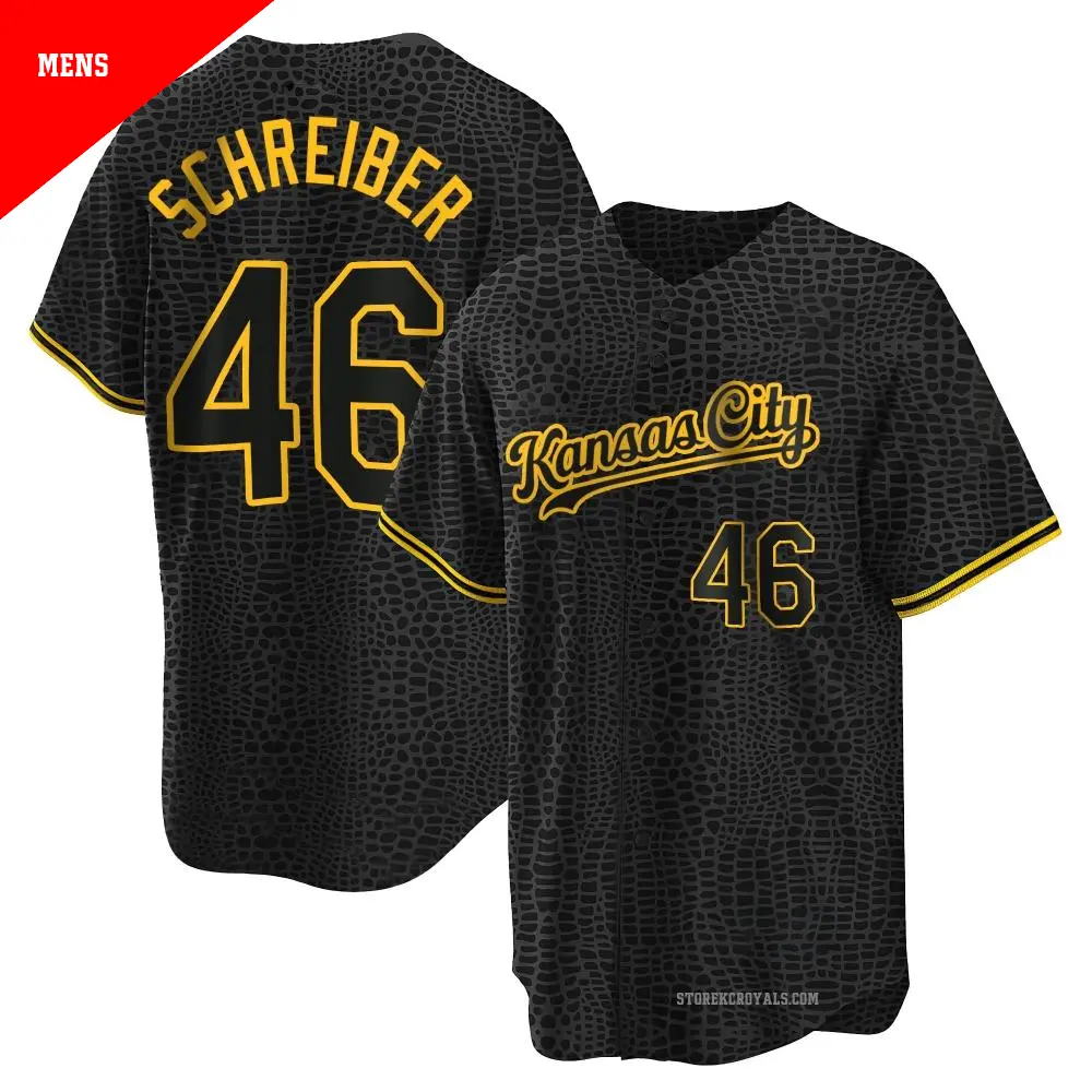 Men's ＃46 John Schreiber Kansas City Royals Black Replica Snake Skin City Jersey