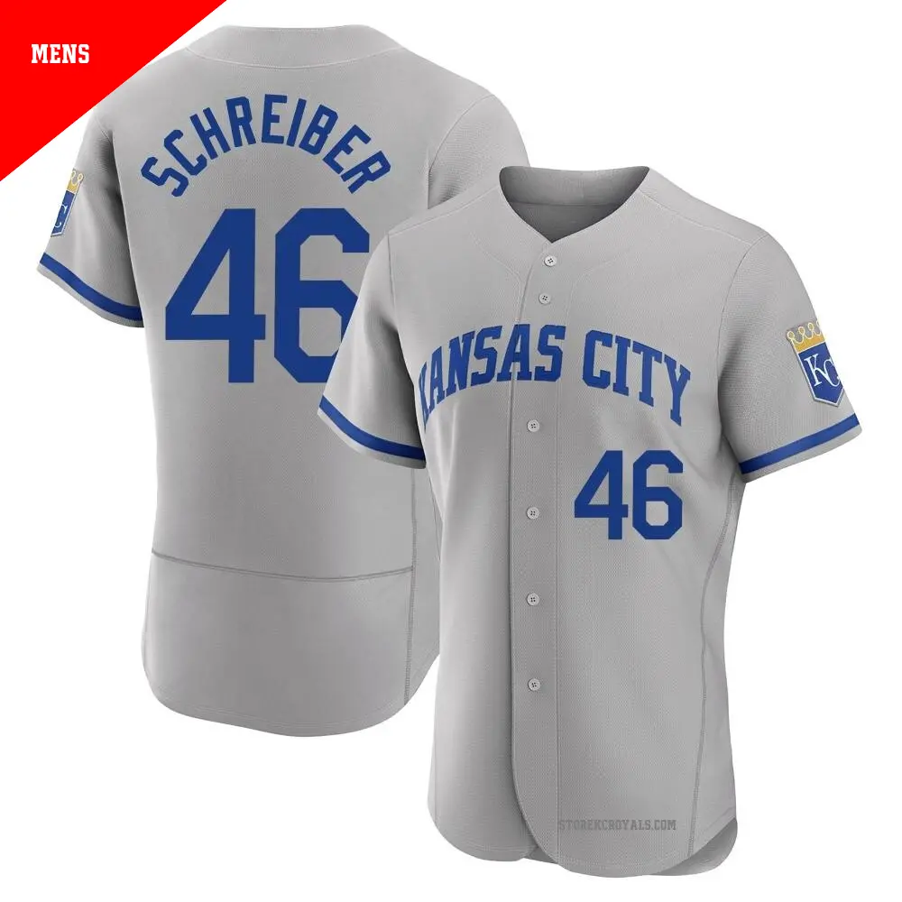 Men's ＃46 John Schreiber Kansas City Royals Gray Authentic 2022 Road Jersey