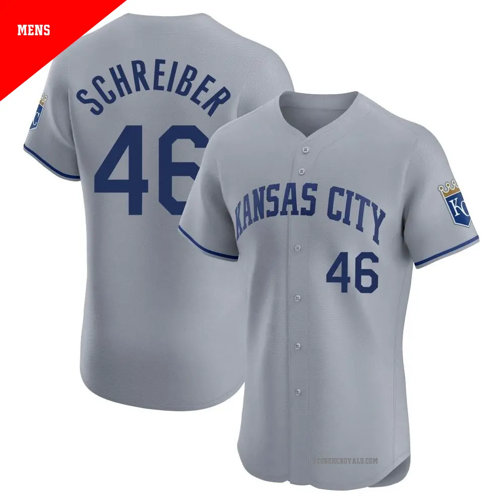 Men's ＃46 John Schreiber Kansas City Royals Gray Elite Road Jersey