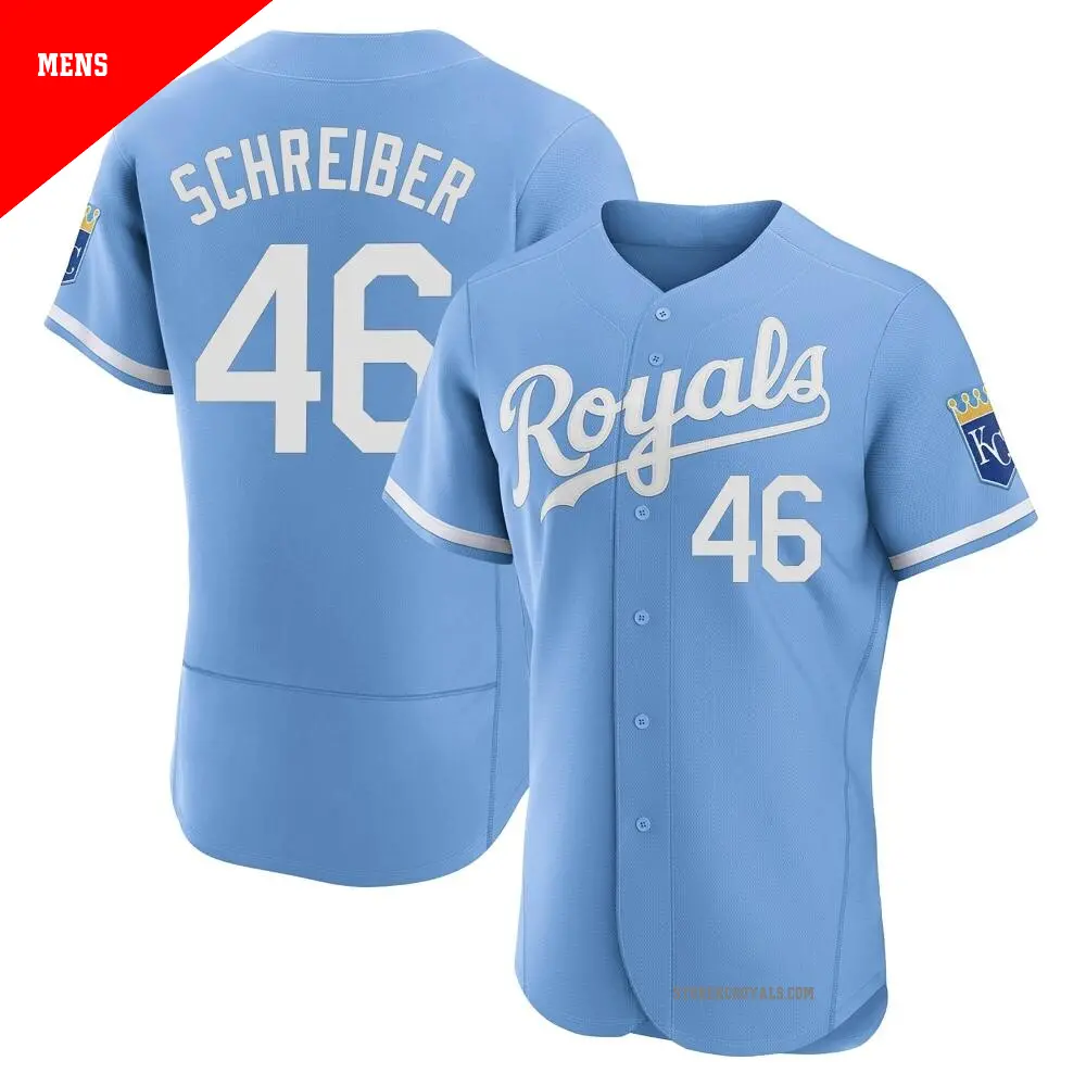 Men's ＃46 John Schreiber Kansas City Royals Light Blue Authentic 2022 Alternate Jersey