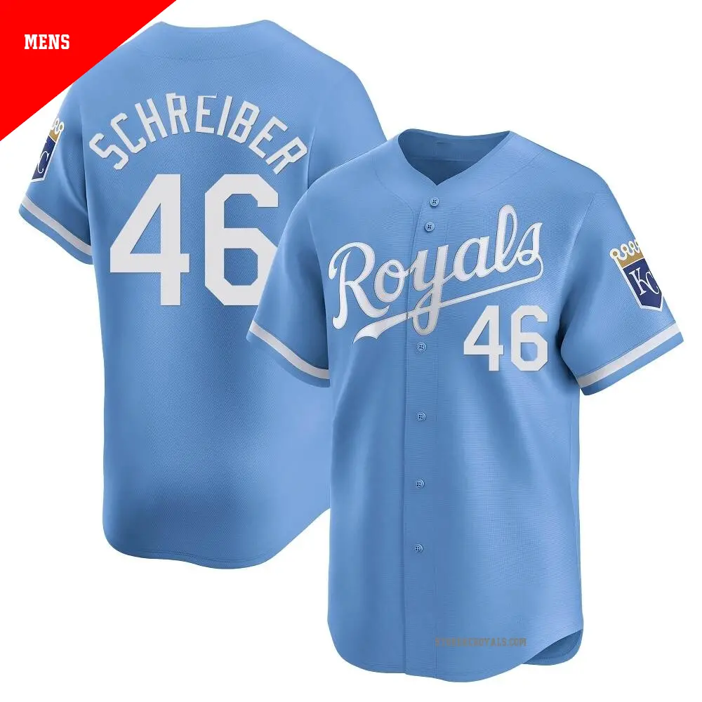 Men's ＃46 John Schreiber Kansas City Royals Light Blue Limited Alternate Jersey