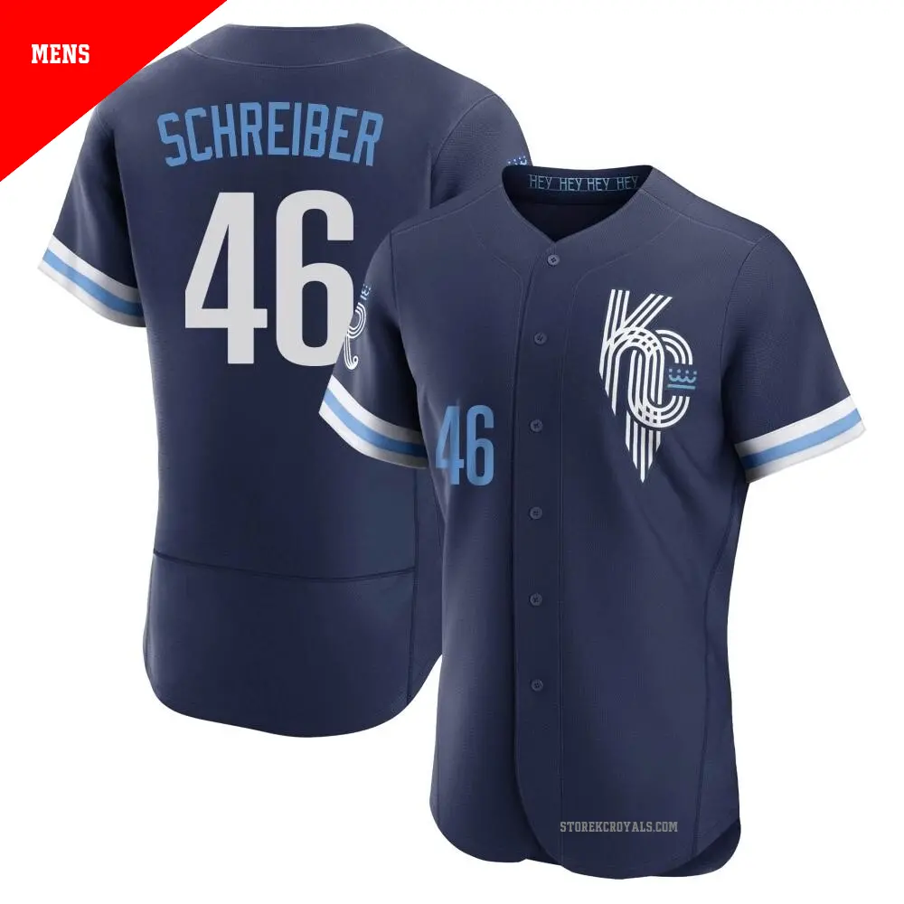 Men's ＃46 John Schreiber Kansas City Royals Navy Authentic 2022 City Connect Jersey