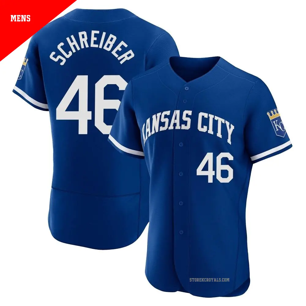Men's ＃46 John Schreiber Kansas City Royals Royal Authentic 2022 Alternate Jersey