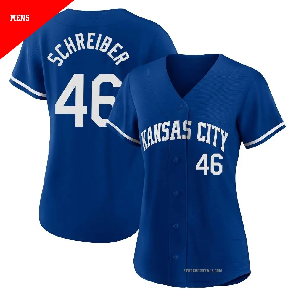Men's ＃46 John Schreiber Kansas City Royals Royal Replica 2022 Alternate Jersey