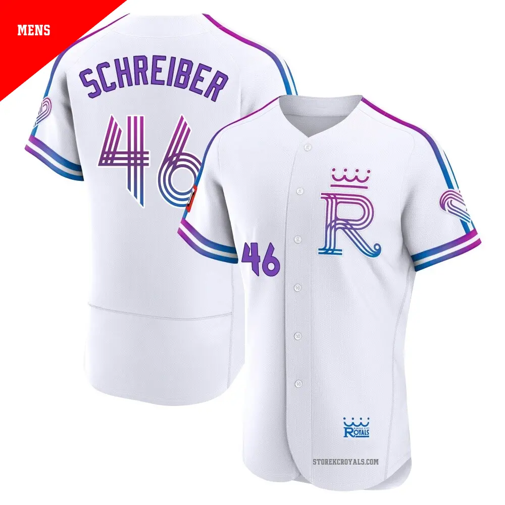 Men's ＃46 John Schreiber Kansas City Royals White Authentic 2026 City Connect Stadium Jersey