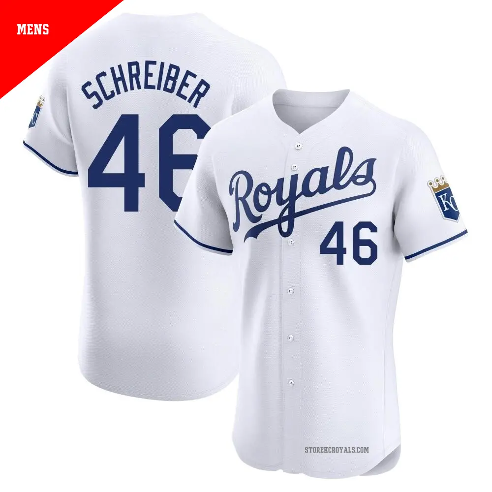 Men's ＃46 John Schreiber Kansas City Royals White Elite Home Jersey