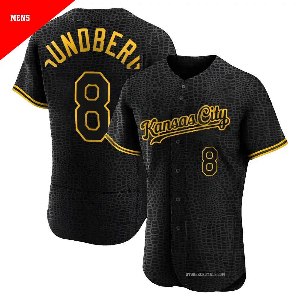Men's ＃8 Jim Sundberg Kansas City Royals Black Authentic Snake Skin City Jersey