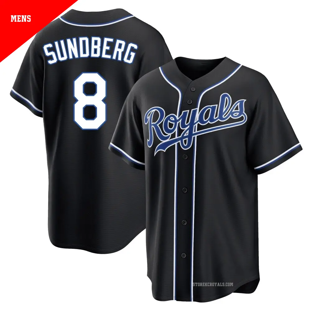 Men's ＃8 Jim Sundberg Kansas City Royals Black Replica Fashion Out Jersey