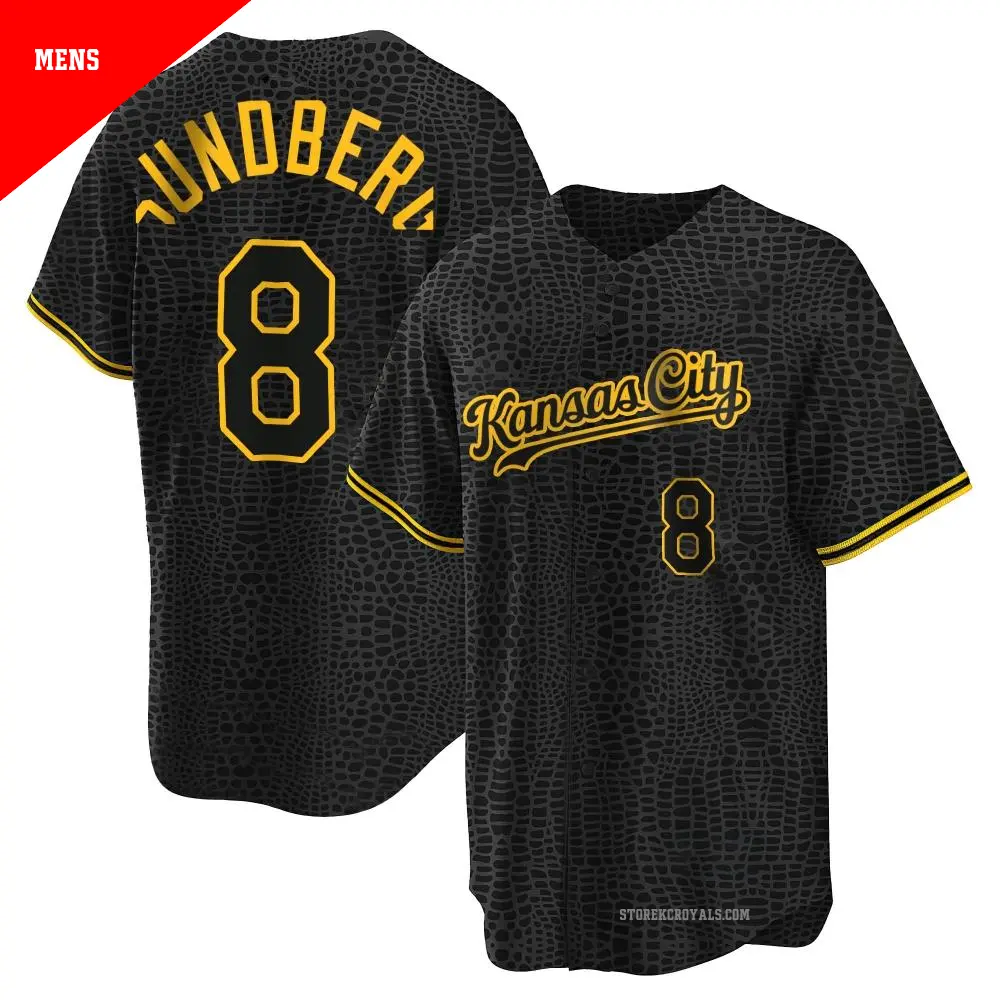 Men's ＃8 Jim Sundberg Kansas City Royals Black Replica Snake Skin City Jersey