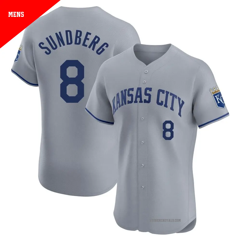 Men's ＃8 Jim Sundberg Kansas City Royals Gray Elite Road Jersey