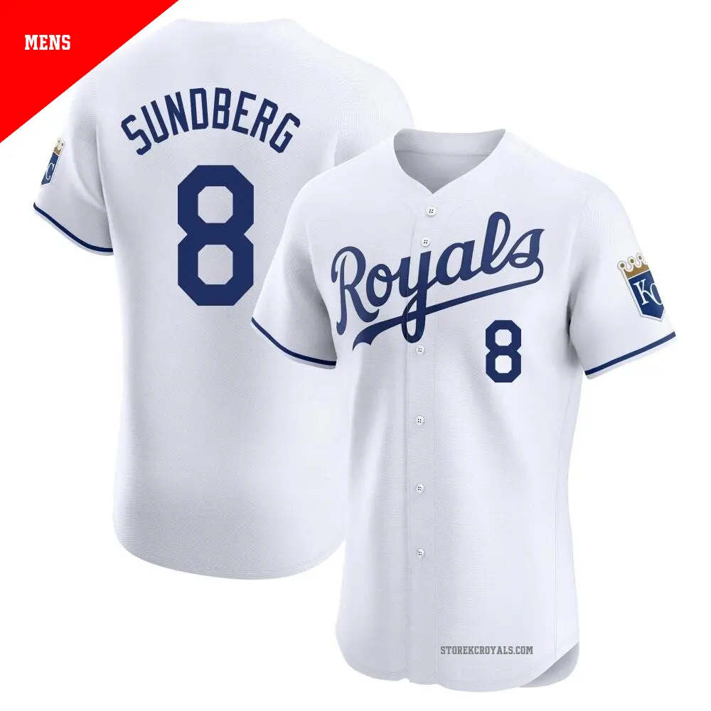 Men's ＃8 Jim Sundberg Kansas City Royals White Elite Home Jersey