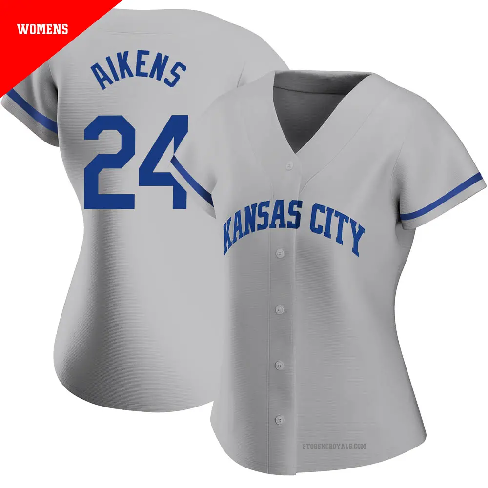 Women's ＃24 Willie Aikens Kansas City Royals Gray Authentic 2022 Road Jersey