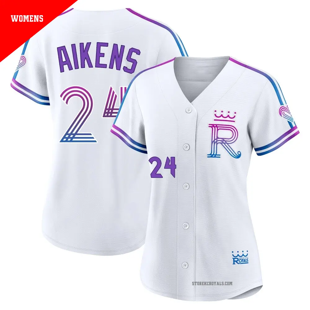 Women's ＃24 Willie Aikens Kansas City Royals White Authentic 2026 City Connect Stadium Jersey
