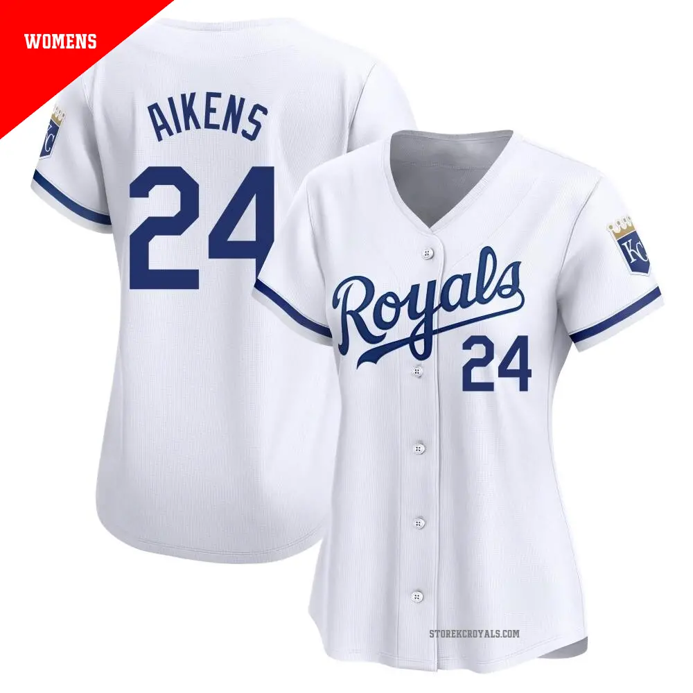 Women's ＃24 Willie Aikens Kansas City Royals White Limited Home Jersey