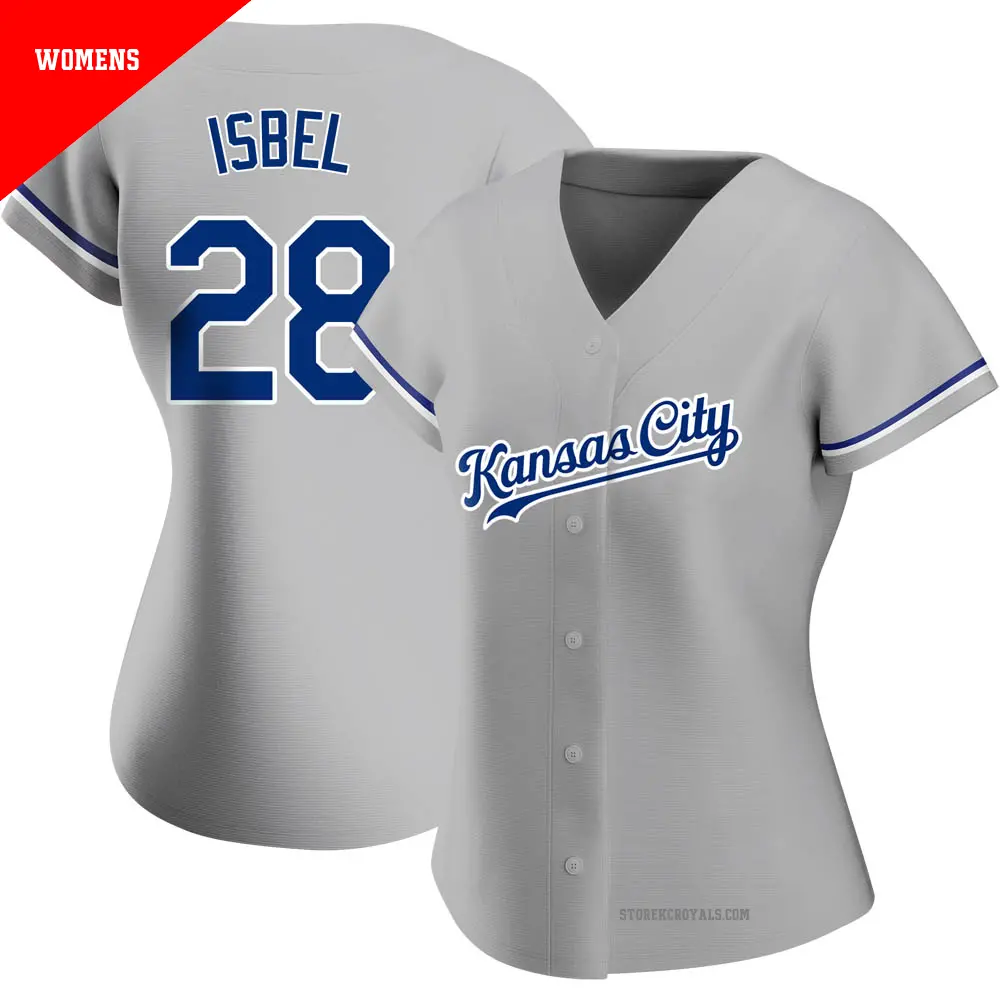 Women's ＃28 Kyle Isbel Kansas City Royals Gray Authentic Road Jersey