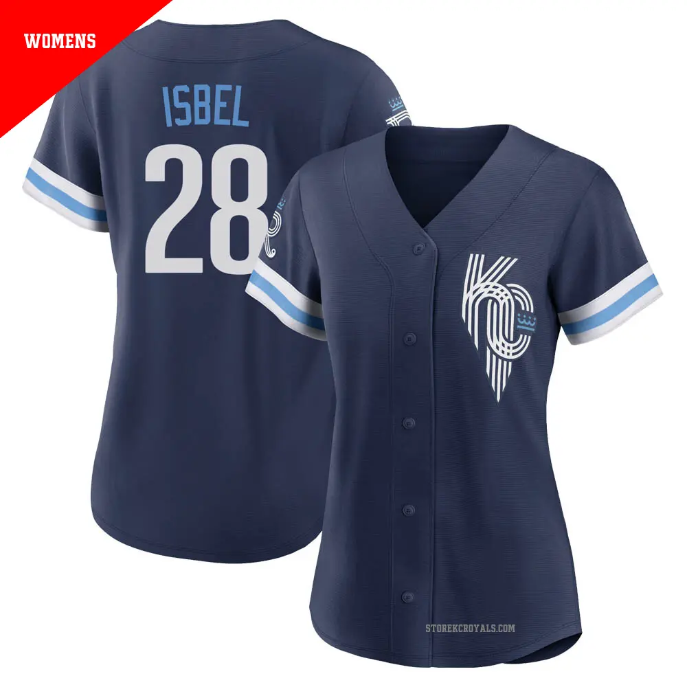 Women's ＃28 Kyle Isbel Kansas City Royals Navy Authentic 2022 City Connect Jersey