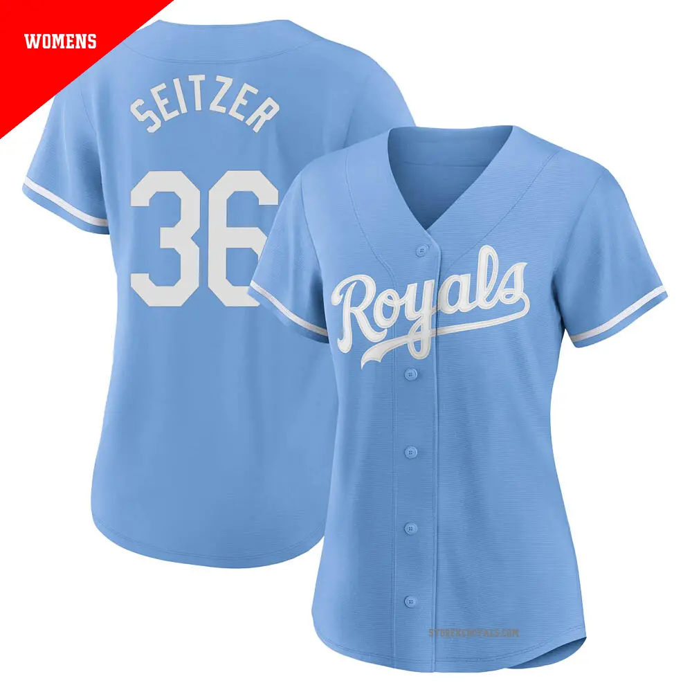 Women's ＃36 Kevin Seitzer Kansas City Royals Light Blue Replica 2022 Alternate Jersey