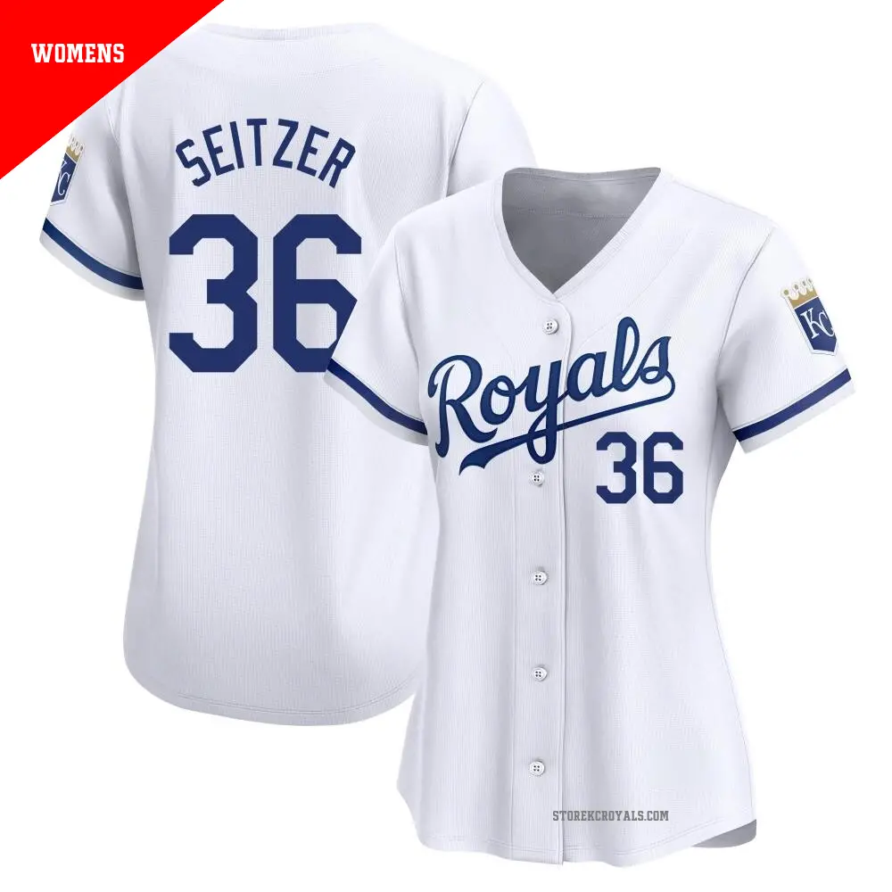 Women's ＃36 Kevin Seitzer Kansas City Royals White Limited Home Jersey