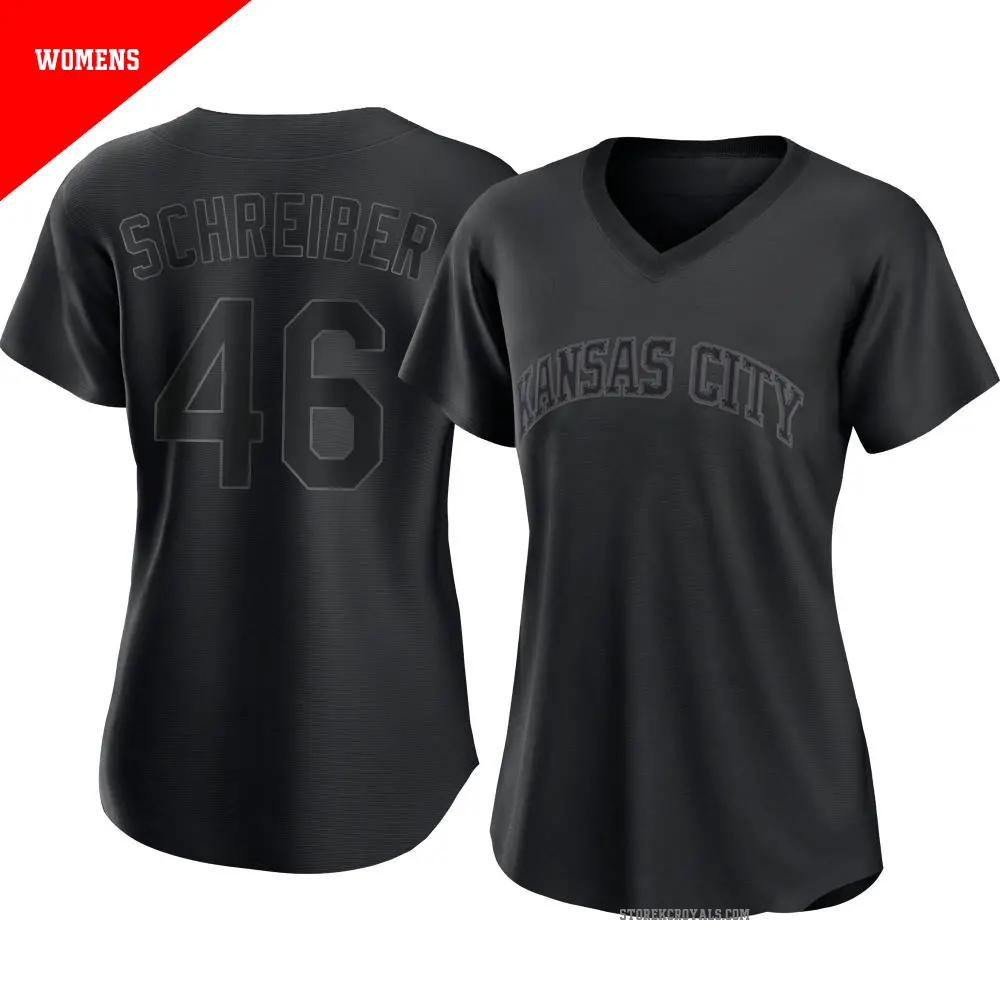 Women's ＃46 John Schreiber Kansas City Royals Black Authentic Pitch Fashion Jersey