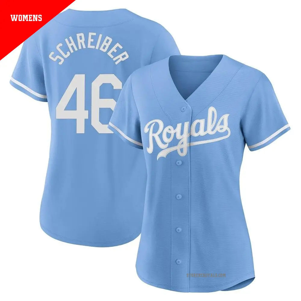 Women's ＃46 John Schreiber Kansas City Royals Light Blue Authentic 2022 Alternate Jersey