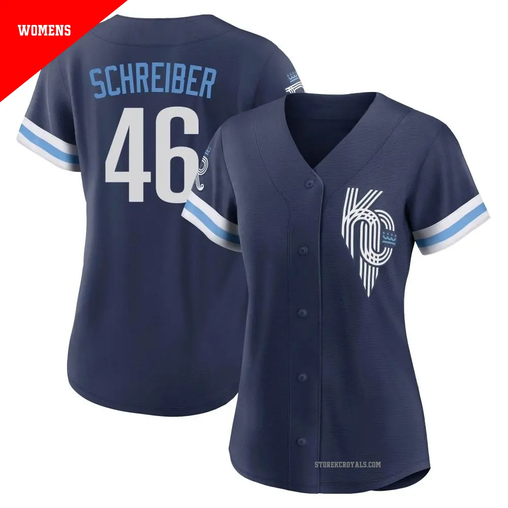 Women's ＃46 John Schreiber Kansas City Royals Navy Authentic 2022 City Connect Jersey