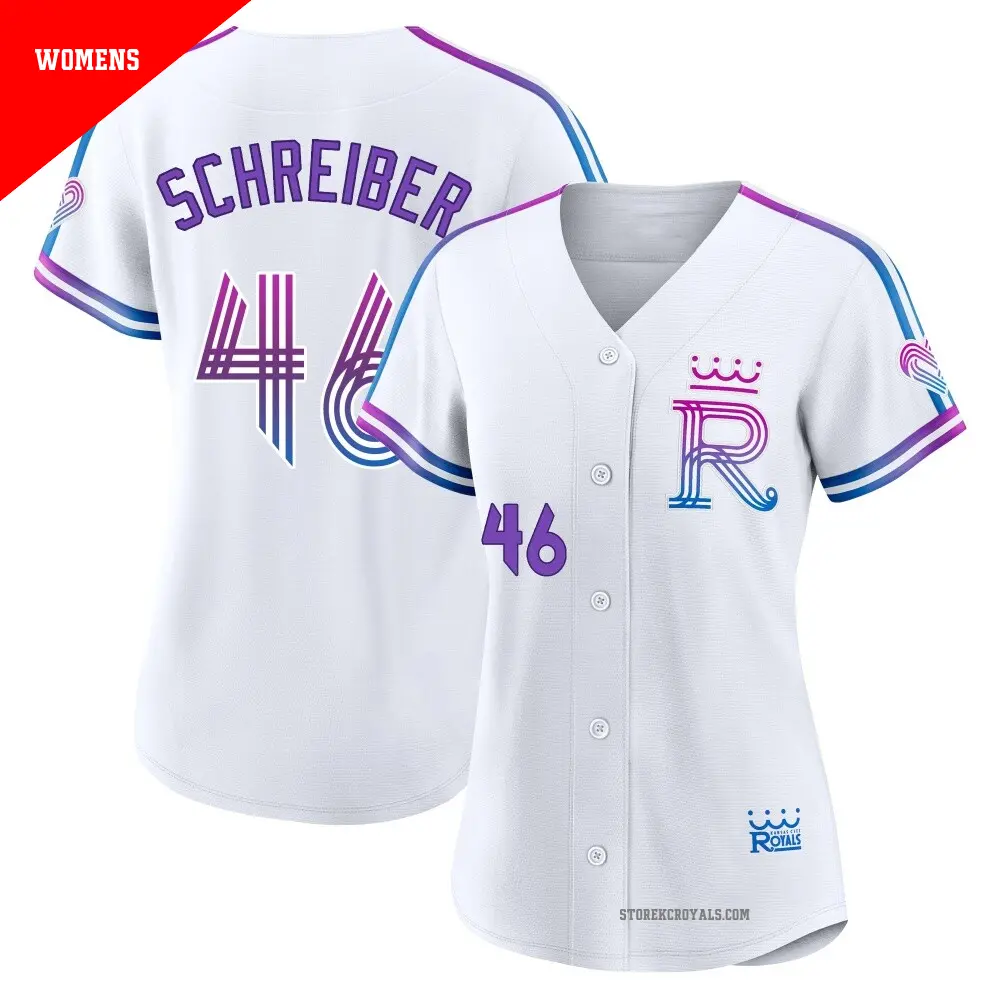 Women's ＃46 John Schreiber Kansas City Royals White Authentic 2026 City Connect Stadium Jersey