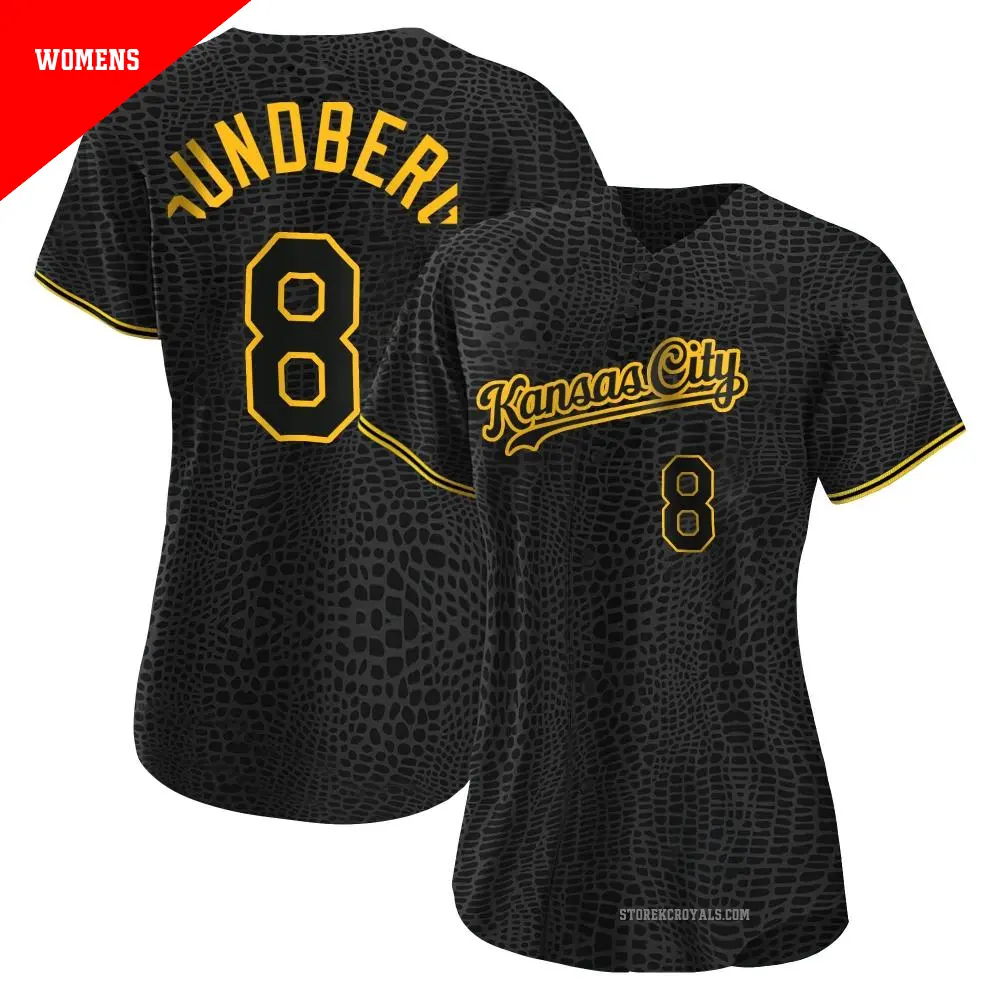 Women's ＃8 Jim Sundberg Kansas City Royals Black Authentic Snake Skin City Jersey