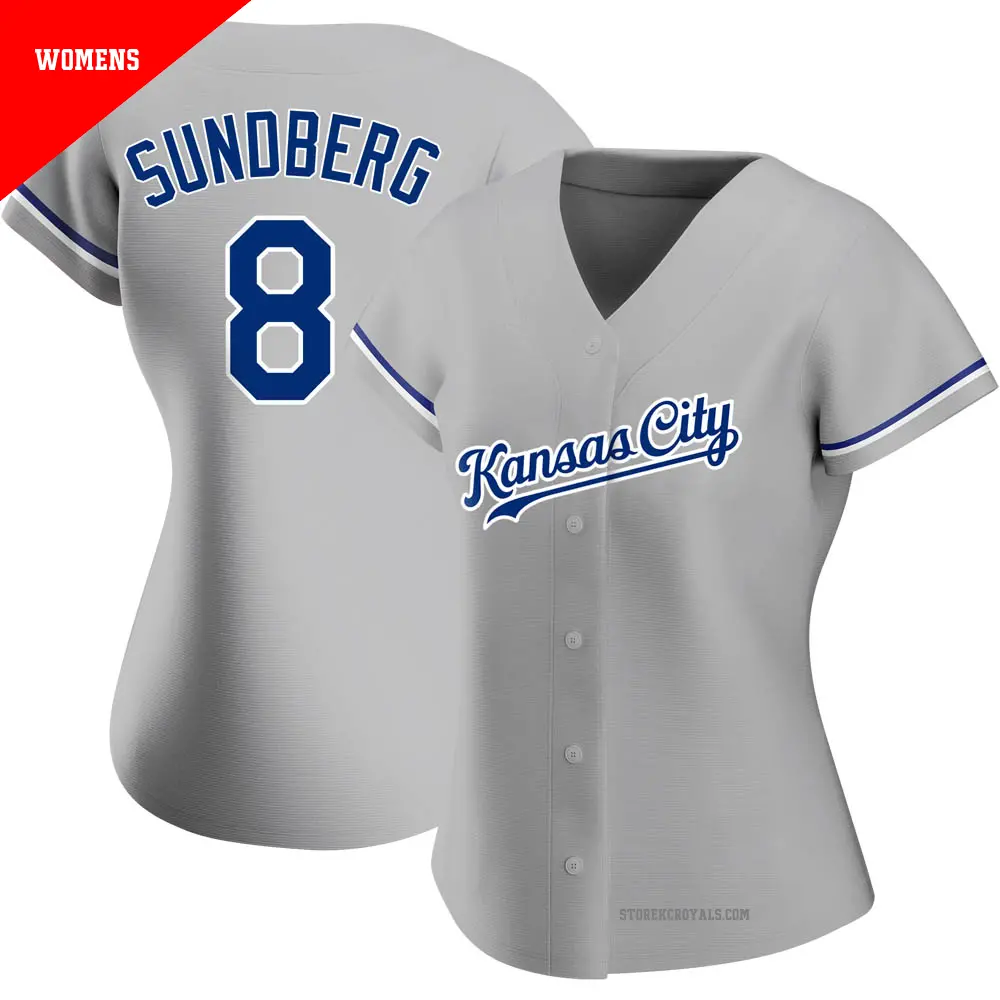 Women's ＃8 Jim Sundberg Kansas City Royals Gray Authentic Road Jersey