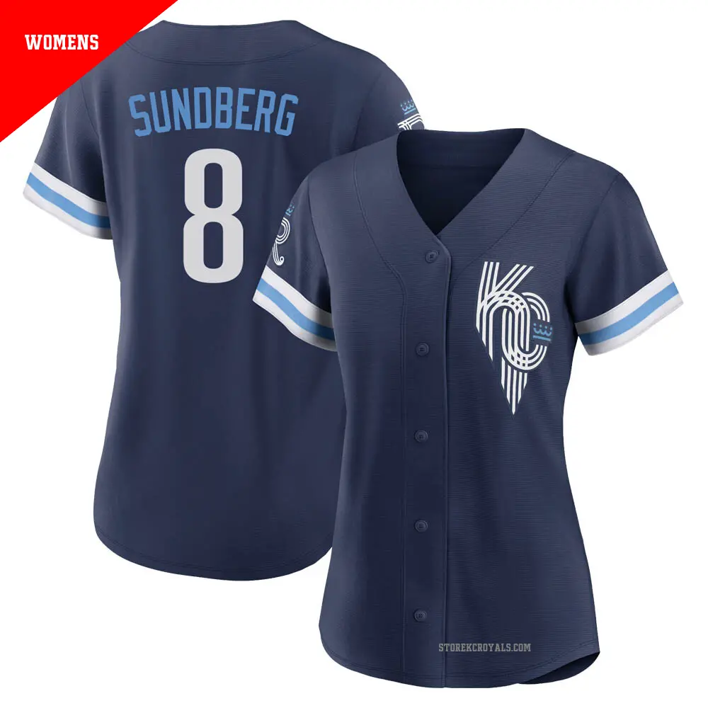 Women's ＃8 Jim Sundberg Kansas City Royals Navy Authentic 2022 City Connect Jersey