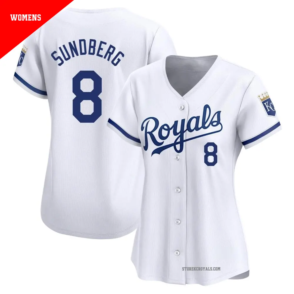 Women's ＃8 Jim Sundberg Kansas City Royals White Limited Home Jersey